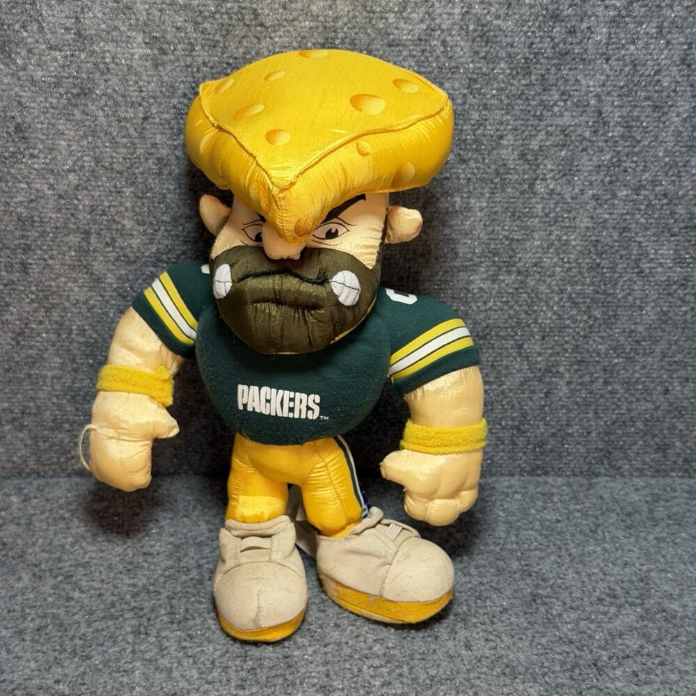 Vintage 1995 STUFFINS NFL GREEN BAY PACKERS 12” Cheesehead Plush W/Tag Mascot